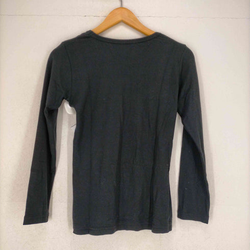 ゴム gomme レーヨンカットソー Tシャツ ロンT 長袖 プルオーバー 黒 ブラック レディース JPN:M