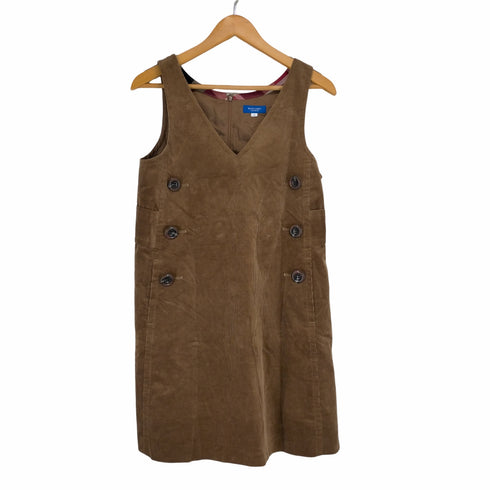 ブルーレーベルクレストブリッジ BLUE LABEL CRESTBRIDGE コーデュロイ ジャンパースカート ワンピース ミニ Vネック 38 茶 ブラウン レディース JPN:38