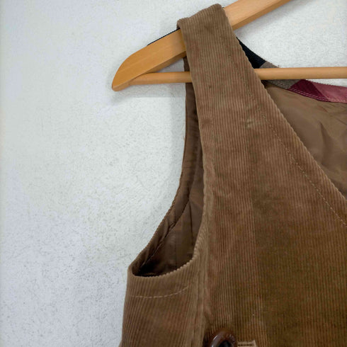 ブルーレーベルクレストブリッジ BLUE LABEL CRESTBRIDGE コーデュロイ ジャンパースカート ワンピース ミニ Vネック 38 茶 ブラウン レディース JPN:38