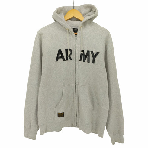 アヴィレックス AVIREX ARMY プリント 裏起毛 ジップアップ パーカー メンズ import:XL