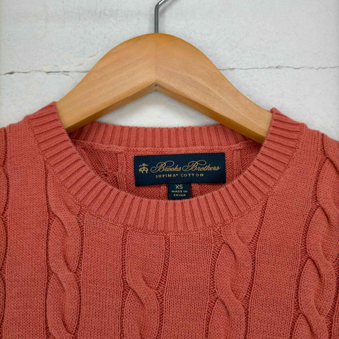 ブルックスブラザーズ BROOKS BROTHERS コットンクルーネックニット セーター ケーブル 長袖 XS オレンジ メンズ JPN:XS