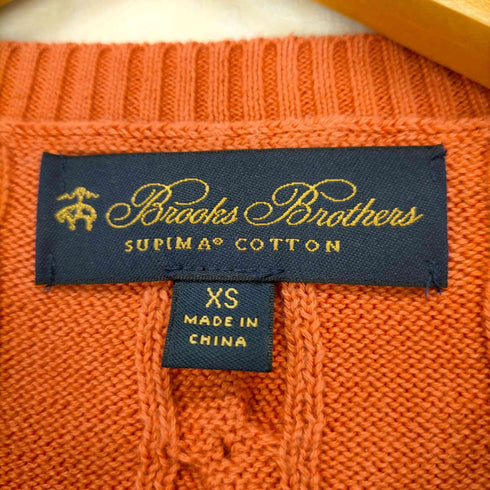 ブルックスブラザーズ BROOKS BROTHERS コットンクルーネックニット セーター ケーブル 長袖 XS オレンジ メンズ JPN:XS