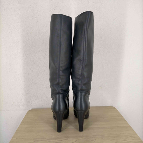 セルジオロッシ sergio rossi ロングブーツ ハイヒール ラウンドトゥ レザー IT34 21cm 黒 ブラック レディース JPN:21