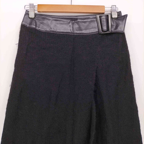 フォクシー FOXEY ベルト付き フェイクレザー 切替 ニット スカート レディース JPN:40