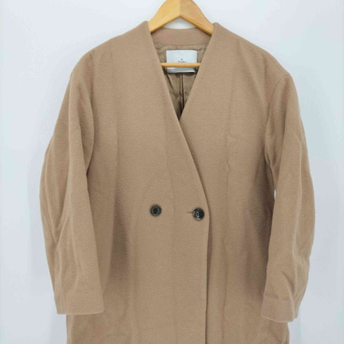 ティアラ Tiara ダブル 釦 ノーカラー コート レディース JPN:2