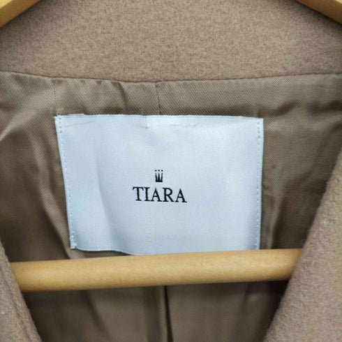ティアラ Tiara ダブル 釦 ノーカラー コート レディース JPN:2