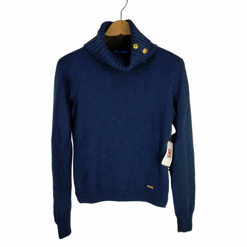 ブルーレーベルクレストブリッジ BLUE LABEL CRESTBRIDGE 金釦 タートルネックウールニット レディース 38
