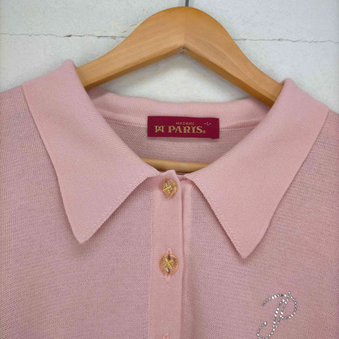MADAME PARIS 袖加工ラインストーンポロシャツ レディース JPN:L