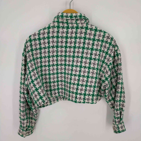 ザラ ZARA クロップドツイードジャケット 短丈 フラップポケット レディース import:XS