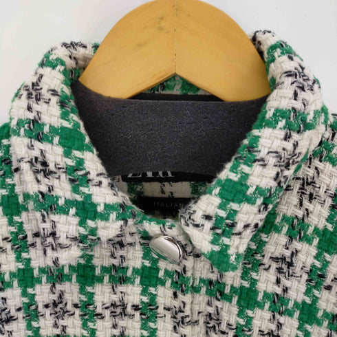 ザラ ZARA クロップドツイードジャケット 短丈 フラップポケット レディース import:XS