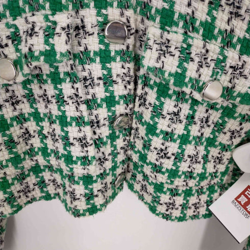 ザラ ZARA クロップドツイードジャケット 短丈 フラップポケット レディース import:XS
