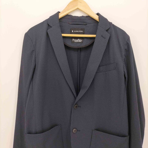 グローバルワーク GLOBAL WORK Primeflex STRETCH FABRIC ストライプ シアサッカー 2B テーラードジャケット メンズ JPN:S