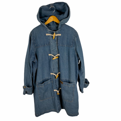 デニムアンドコー Denim&Co デニムダッフルコート 脱着フリースライナー付き メンズ 1X