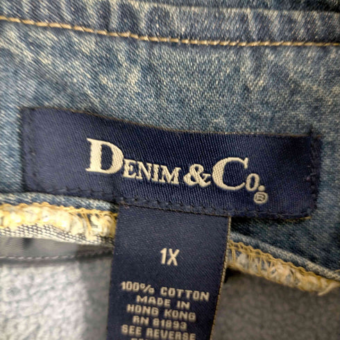 デニムアンドコー Denim&Co デニムダッフルコート 脱着フリースライナー付き メンズ 1X