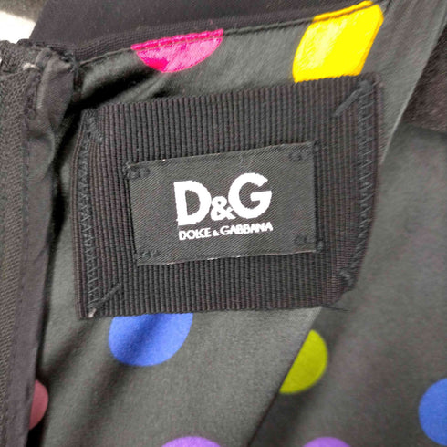 ディーアンドジードルチェアンドガッバーナ D&G DOLCE&GABBANA 裏地マーブル模様 ノースリーブワンピース レディース 40