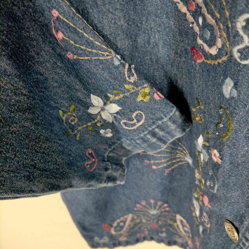 New Direction フラワー刺繍 デニムジャケット レディース import:XL