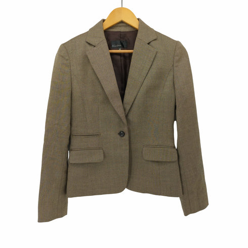 グリーンレーベルリラクシング GREEN LABEL RELAXING セットアップ 三点セット 上下 テーラードジャケット 総裏地 1B パンツ フレア センタープレス ジッパーフライ タイトスカート 膝丈 バックジップ ストライプ ウール シルク混 レディース 40