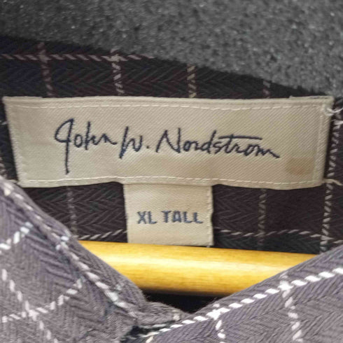 JOHN W Nordstrom SMART CARE カシミヤ混 格子 レギュラーカラーシャツ メンズ JPN:XL
