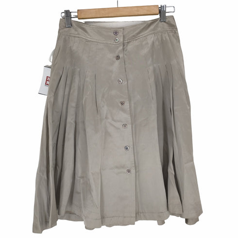 マーガレットハウエル MARGARET HOWELL シルク サテン タック フレア スカート フロントボタン ギャザー ロング 2 ベージュ レディース JPN:2