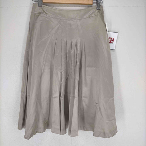 マーガレットハウエル MARGARET HOWELL シルク サテン タック フレア スカート フロントボタン ギャザー ロング 2 ベージュ レディース JPN:2