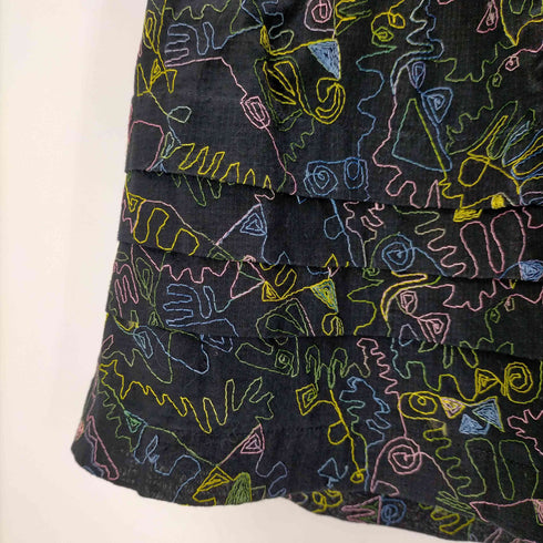マークバイマークジェイコブス Marc by Marc Jacobs フレアスカート ミニ丈 プリーツ 刺繍 総柄 レディース JPN:0