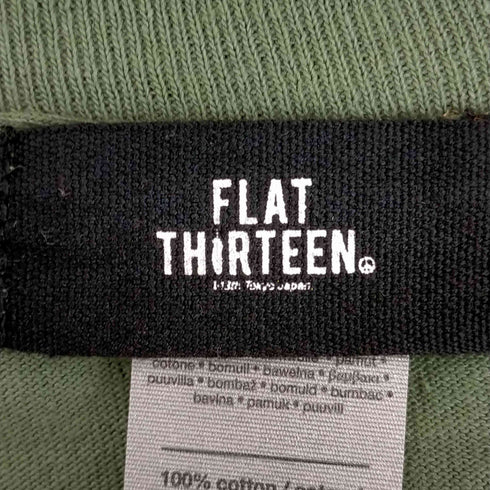 フラットサーティーン FLAT THIRTEEN ロゴプリント 袖プリント クルーネックTシャツ 長袖 メンズ JPN:M