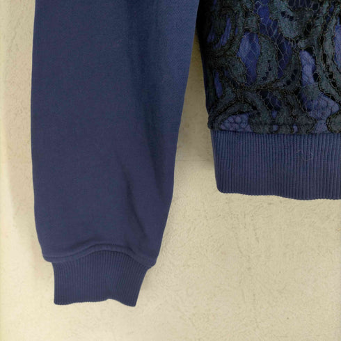 カルヴェン CARVEN レース切り替えスウェット プルオーバー トレーナー 長袖 S 紺 濃紺 ネイビー ダークネイビー レディース JPN:S