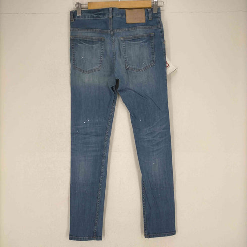 スローブイエナ SLOBE IENA 加工デニムパンツ ジーンズ テーパード スリム ジッパーフライ 34 青 ブルー レディース JPN:34