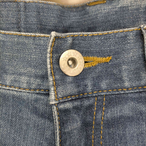 スローブイエナ SLOBE IENA 加工デニムパンツ ジーンズ テーパード スリム ジッパーフライ 34 青 ブルー レディース JPN:34
