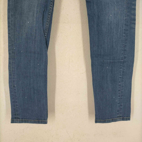 スローブイエナ SLOBE IENA 加工デニムパンツ ジーンズ テーパード スリム ジッパーフライ 34 青 ブルー レディース JPN:34