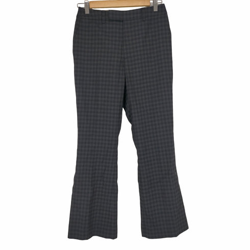 イエナ IENA 21AW T/W フレアスリムパンツ チェック ウール 38 グレー 濃紺 ダークネイビー レディース JPN:38