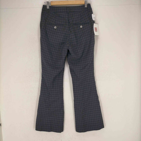 イエナ IENA 21AW T/W フレアスリムパンツ チェック ウール 38 グレー 濃紺 ダークネイビー レディース JPN:38