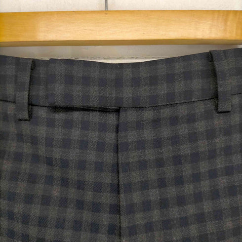 イエナ IENA 21AW T/W フレアスリムパンツ チェック ウール 38 グレー 濃紺 ダークネイビー レディース JPN:38