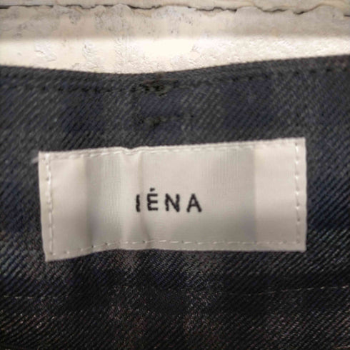イエナ IENA 21AW T/W フレアスリムパンツ チェック ウール 38 グレー 濃紺 ダークネイビー レディース JPN:38