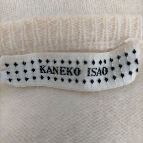 カネコイサオ KANEKO ISAO ウールカシミヤ フロントレース クルーネックカーディガン レディース