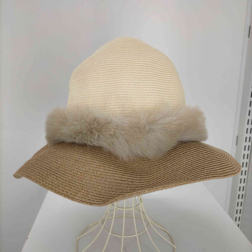 アシーナニューヨーク Athena New York ツートン ファー 麦わら帽子 レディース ONE SIZE