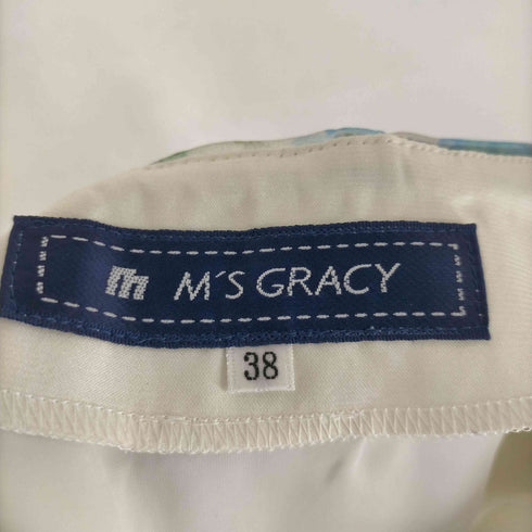 エムズグレイシー MS GRACY シアーボーダースカート プリーツ フレア 膝丈 花柄 レディース JPN:38