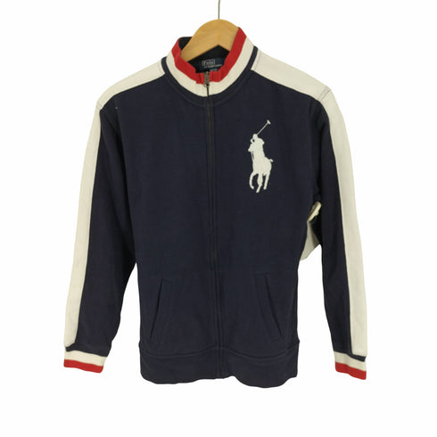 ポロバイラルフローレン Polo by RALPH LAUREN 星条旗 ビッグポニー 刺繍 裏起毛 サイドライン スタンドカラー ジャケット メンズ import:L