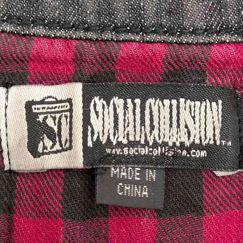 SOCIAL COLLISION Y2K デニムトラッカーベスト メンズ L