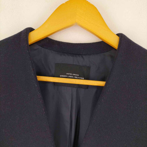 ユナイテッドアローズグリーンレーベルリラクシング UNITED ARROWS green label relaxing CS W/N N/ ラペルコート ノーカラー アウター ロング 総裏地 レディース 38