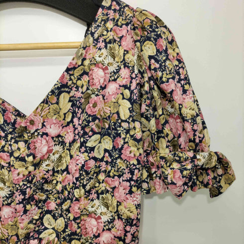 ローラアシュレイ LAURA ASHLEY 花柄 総柄 タック マキシ丈 フレア ワンピース レディース 7AR