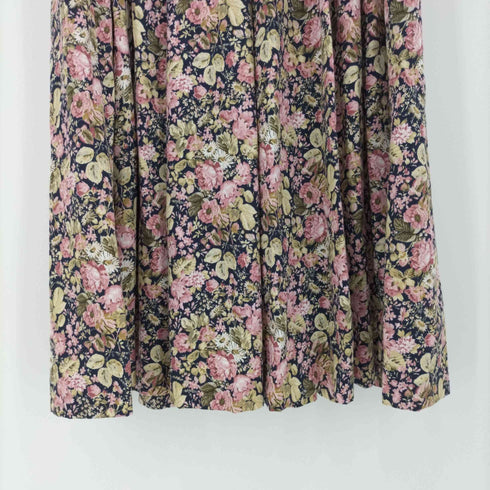 ローラアシュレイ LAURA ASHLEY 花柄 総柄 タック マキシ丈 フレア ワンピース レディース 7AR