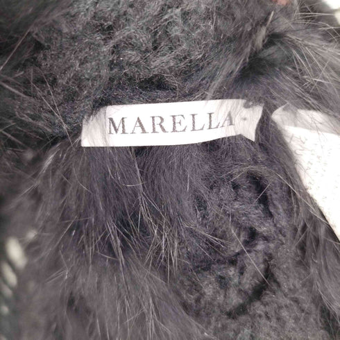 マレーラ MARELLA タートルネック ファー メッシュ 編み込み ニット ポンチョ レディース