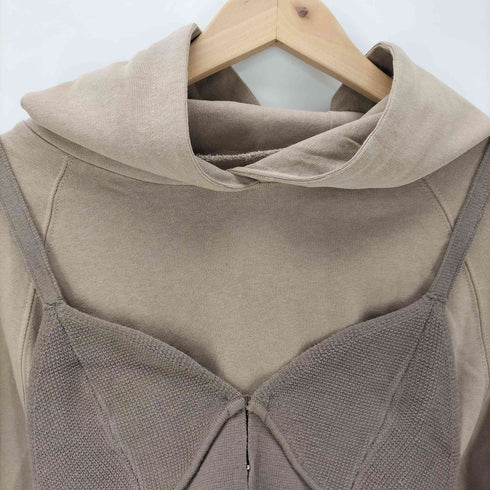 アメリヴィンテージ Ameri VINTAGE LAYERED BUSTIER HOODIE プルオーバー スウェット パーカー 長袖 フード ニットビスチェ ショート キャミソール レディース FREE
