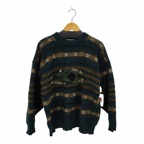FERRARO フロントパッチ刺繍ニットセーター レディース