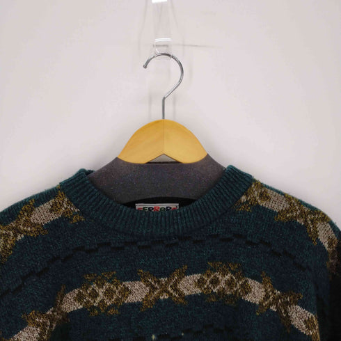 FERRARO フロントパッチ刺繍ニットセーター レディース