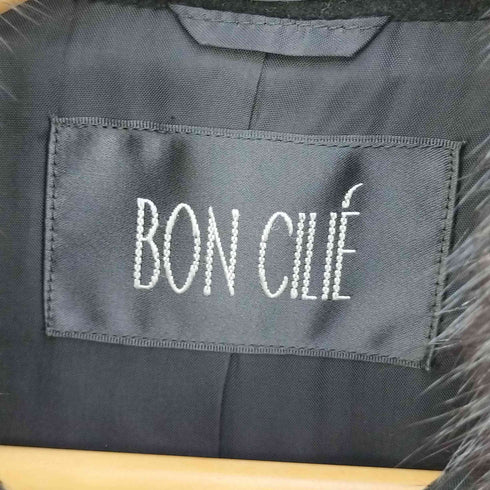 ボンシリエ bon cilie ファーネック付き アンゴラウール スタンドカラーコート レディース 9AR