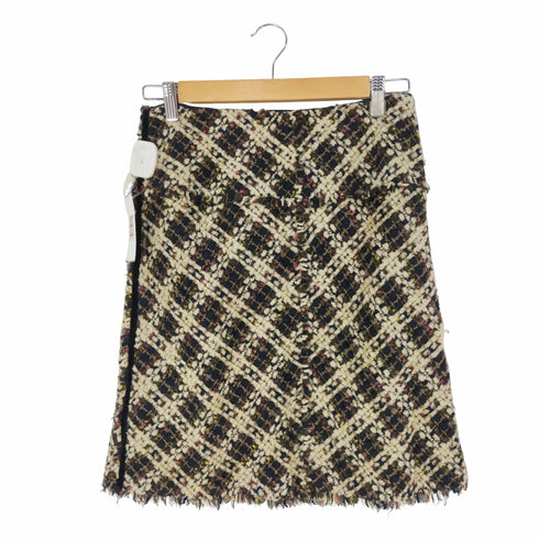 ランバンコレクション LANVIN COLLECTION モヘヤ混 ツイードチェック タイトスカート レディース 40