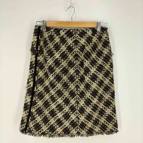 ランバンコレクション LANVIN COLLECTION モヘヤ混 ツイードチェック タイトスカート レディース 40