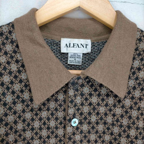 アルファニ ALFANI MADE IN ITALY 総柄ニットポロ メンズ JPN:S